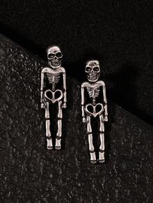 2pcs Halloween Skull/Bone Design Earrings, Suitable For Holiday Wear - Multicolor - View 2