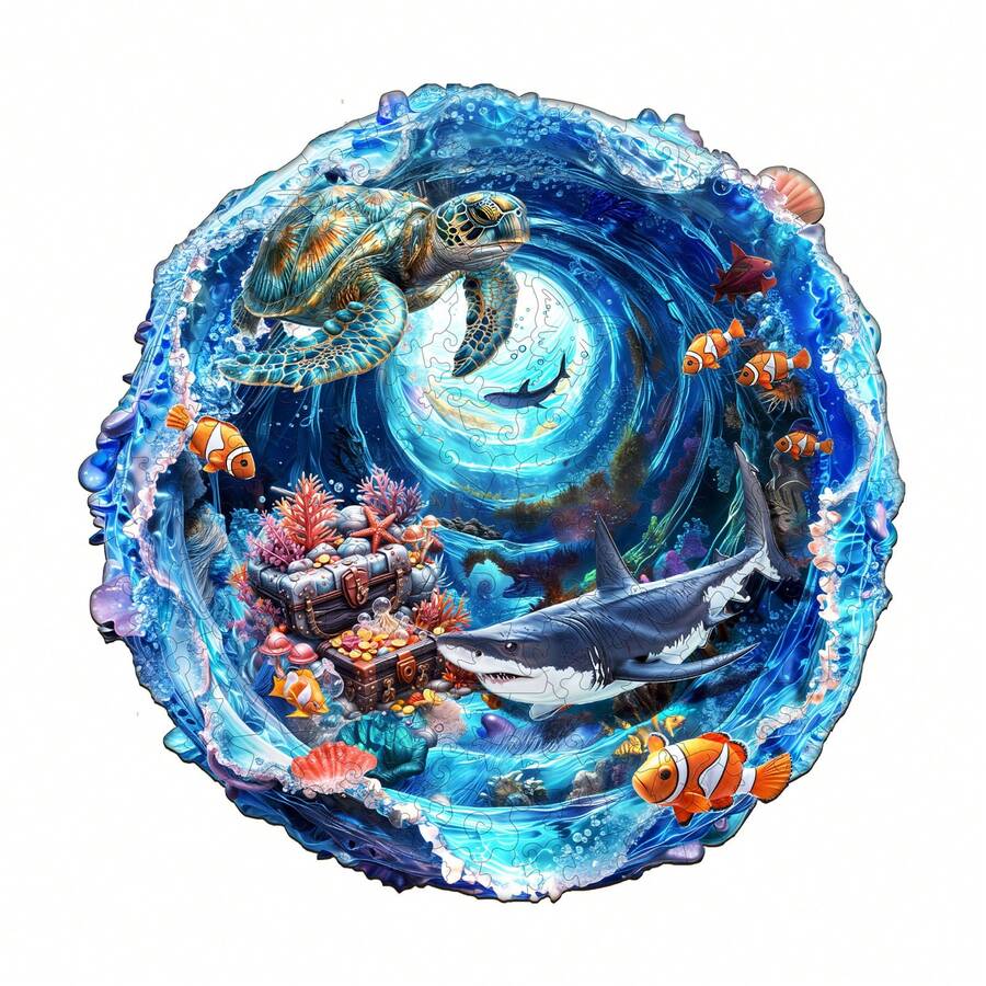 1pc Vortex Treasure Wooden Asymmetrical Puzzle, Animal Shaped 2D Puzzle Toy, Suitable For Children And Adults, Educational Game, Party, Holiday, Christmas And Birthday Gift, Unique Magical Desktop Decor Creative Wooden Puzzle Gift - Multicolor - View 1