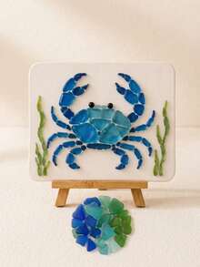 1pc Ocean Theme Sea Glass Mosaic DIY Art Kit, Animal Patterns Available Including Blue Crab, Octopus, Starfish And Jellyfish, Handmade Decorative Craft Project, Suitable For Room Decor, Desktop Ornament, Shelf Display, Coastal Home Decor And Gift Giving - Ocean DIY Art Kit - View 7