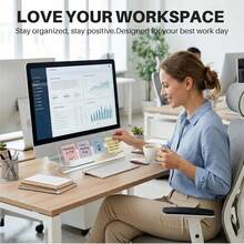 1pc-Monitor Memo Board Holder 13.8 Inch X 4.7 Inch, Office Organization Notepad Holder, Suitable For Computer Sticky Note Holder, Saves Space Under Monitor, Movable And Reusable, Suitable For Office And Home Desktop Decoration Screen Protector - A - View 8