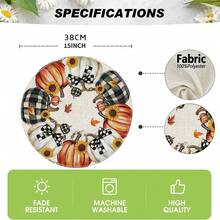 1/4/6pcs Autumn Collection Plaid Bow Pumpkin Wreath Hand-Painted Pattern Placemats, Made Of Polyester Fiber, Suitable For Home Kitchen, Kitchen Table Decoration And Party Scene Decoration - Multicolor - View 8