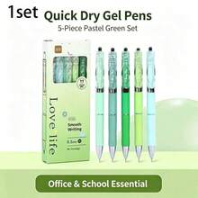 5pcs Gradient Color Neutral Pen Set, Includes 5 Pens + 10 Refills, 0.5mm Steel Nib Quick-Dry Retractable Pens, Suitable For School And Office Cute Aesthetic Writing - Gradient Gel Pen Set - View 13