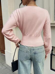 SCARLUX Sweater Rajut Dasar Pink Gaya Y2K Musim Gugur/Musim Dingin untuk Wanita, Leher Perahu, Lengan Panjang, Potongan Pendek, Pas Badan, Cocok untuk Pakaian Sehari-hari Kembali ke Sekolah/Jalanan - Berwarna merah muda - View 11