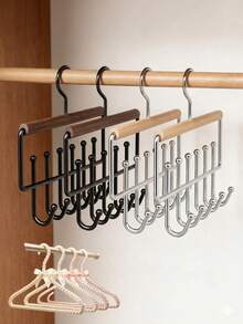 4/2/1pc Multifunctional Wooden Storage Hooks With 16 Rotating Non-Slip Wooden Hooks, Can Hang Clothes, Home Pull-Out Wardrobe Drying Rack, Bedroom Wardrobe Hanging Rack, Hat Storage Rack, Space-Saving For Home And Dorm Wardrobes - Multicolor - View 11