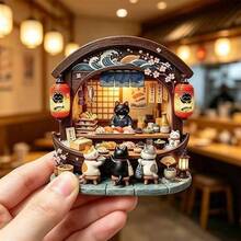 Cat Japanese Sushi Shop Fridge Magnet, 3D Embossed Personalized Cute Creative Gift Decoration Magnetic Souvenir, These Exquisite Fridge Magnets Are Perfect Creative Gifts, Can Be Used To Decorate Kitchen, Whiteboard, Storage Cabinet, Refrigerator, Also Suitable For Home Decor - Cat Japanese Sushi 1PC - View 2