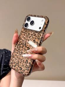 Leopard Print Bowknot Phone Case Compatible With Apple 17 Pro Max 16 New 15 Pro Women's 16 PM Full Coverage Protective Shell - Orange - View 8