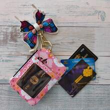 1. Silicone Beaded Wristband Phone Lanyard, Paired With Ditsy Floral PU Card Holder, Equipped With Phone Attachment And Metal Hook, Snap Button Multi-Slot Design With Zipper Coin Purse, Combines ID Card Holder And Portable Card Wallet, Can Be Used As Bag Charm, Convenient Storage For Small Items, Suitable For Campus And Commuting Use. - Multicolor - View 7