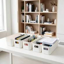 10pcs Stackable Plastic Storage Boxes With Handles, Suitable For Office, Home, Wardrobe, 5pcs/2pcs Multi-Functional Storage Baskets, Durable Containers For Socks, Underwear, Stationery, Cosmetics, Space-Saving Drawer-Style Storage Boxes - White - View 8