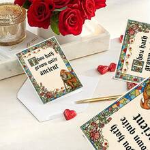 1/3 Sets Vintage Humorous Birthday Greeting Card, "Thou Hath Grown Quite Ancient," Featuring A Stained Glass Border And Old Dwarf Skeleton Elements, Suitable For Elders/Old Friends, With Sturdy Paper And Vibrant Printing - A - View 11