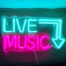 雙色 LIVE MUSIC 箭頭霓虹燈，音樂酒吧與酒吧牆面裝飾氛圍燈，USB供電 - 雙色 - 查看 5