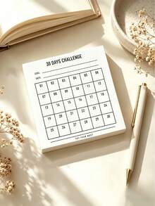 Minimalist 30-Day Challenge Habit Tracker Notebook, Undated Grid Goal Tracking Journal, Daily Task List Notepad, Self-Discipline Check-In Sticky Note,Journal Scrapbook Insert Tool, Office Goal Planning Stationery Supplies - A - View 6