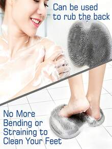 1pc Multifunctional Silicone Shower Massage Mat With Non-Slip Suction Cups, Wall-Mounted Foot Exfoliating Brush And Back Scrubber, Full Body And Foot Cleaning Bathroom Shower Accessory, Suitable For Bathroom Shower Foot Massage Daily Use - Multicolor - View 3