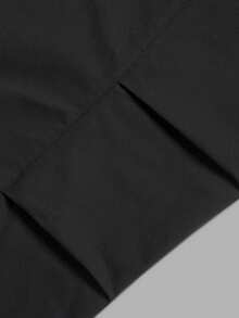 Men's Raglan Sleeve Functional Button Shirt, Pure Black Lightweight Windbreaker Style Long Sleeve Shirt - Black - View 5