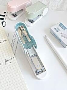Macaron Mini Stapler Set, Portable Small Stapler For Students, Handheld Paper Binding Manual Stapler For Homework Exam Papers, Stationery Supplies - Multi Colors - View 4