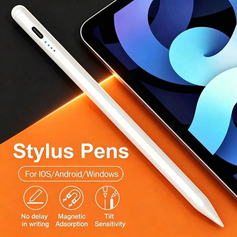 Compatible With IOS/Android Tablets - Fast Charging, High Precision Sensitive Capacitive Stylus Compatible With Apple Pencil. , Compatible With IPhone, Galaxy, Kindle And All Universal Touchscreen Devices. Suitable For Laptops, Universal Capacitive Stylus Compatible With IOS/Android/ Tablets, Tilt Pressure Sensitivity, Anti-Mistouch, High Precision Stylus, Suitable For All Touchscreen Devices