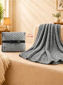 Travel Blanket And Pillow Set Braided Texture Blanket Portable Nap Blanket All-In-One Travel Blanket,For Living Room, Bedroom, Office, Travel, Fall Winter, Christmas, Home Decor Gift Set Holiday ,Holiday ,Cyber Monday ,Christmas Gifts - Multicolor - View 15