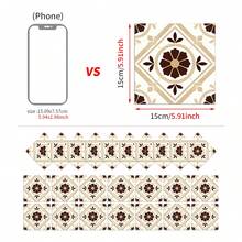 2D Matte Vintage Brown Floral Tile Stickers 24Pcs 15x15cm Self‑Adhesive Removable Wall Decal,Waterproof PVC Decor For Rental Apartment Kitchen DIY Renovation - 15*15cm*24pcs - View 9