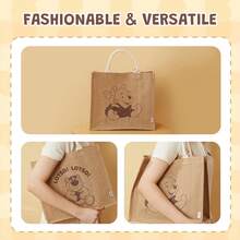 Miniso Disney Winnie The Pooh Jute Tote Bag, Cartoon Print Reusable Handbag, Large Capacity Lunch Bag, Suitable For Daily Use, Picnic And Travel - View 8