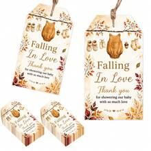 48pcs Fall In Love Party Autumn Thanksgiving Gift Tags, Watercolor Maple Leaf Theme, Neutral Gift Packaging Tags, Gift Wrapping Tags - Multicolor - View 4