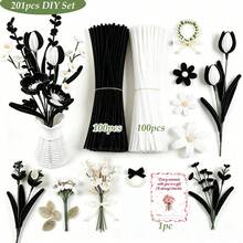 201pcs Fluffy Stem Handmade Set, Includes 200 Flexible Iron Wire Stems And 1 Greeting Card, Suitable For DIY Handmade Flowers, Doll Making, Holiday Decoration, Art Projects, Home Crafts, Party Decoration, Craft Supplies For Hobbyists - 201 Pcs - View 14
