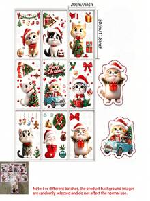 57pcs/9sheets Christmas Window Glass Stickers, Reusable And Detachable Cat Animal Christmas Tree Window Stickers Double-Sided Printing Window Stickers, Windows, Glass Doors, Living Rooms, Home Party Supplies, Holiday Parties, Festival Party And Display Cabinet Decoration - A - View 10