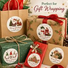 LICVIC Custom Christmas Stickers, Personalized Round Gift Tag Labels, Festive Snowman Gingerbread Holiday Style, Customized Name Stickers For Present Wrapping, Customizable Christmas Labels, Party Gift Decor, Holiday Gift Seals,Merry Christmas,Round Sticker - Style D - View 5