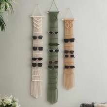 1pc Handmade Macrame Fashion Glasses Holder Wall Hanging, Bohemian Style Woven Eyewear Display Storage Hanging Decor With Tassels, Wall-Mounted Fashion Glasses Storage Rack For Bedroom, Closet, Home Decor - Multicolor - View 10