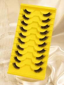 10 Pairs Half Lashes Natural Volume Simulated Fluffy Grafted Eyelashes For Daily Commuting, Portable, Lightweight, Non-Irritating, And Reusable - View 9