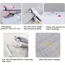 dilidili Portable Handheld Sewing Machine, Mini Wireless Electric Sewing Tool, Easy-To-Operate Quick Repair Sewing Machine, Suitable For Home Travel DIY, Applicable To Denim, Silk, Leather And Other Multiple Fabrics - White - View 8