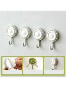 4pcs Self-Adhesive Wall Hooks, Wall Storage Hooks, Towel Hooks, Key Hooks, Towel Rack, Key Rack, Coat Rack, Wall-Mounted Storage Hooks, Bathroom Hooks, Kitchen Utensil Storage, Drill-Free Hooks, Waterproof Hooks, Bathrobe Hooks, Room Decoration, Home Decor, Heavy-Duty Self-Adhesive Hooks, Waterproof, Oil-Resistant, Suitable For Bathroom Shower, Kitchen, Strong Adhesive Hooks, Behind-Door Hooks, Multi-Function Storage Rack, Seamless Wall Hooks, Rust-Proof, Suitable For Home Life, Perfect For Kitchen And Bathroom, Living Room - Multicolor - View 9