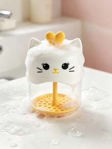1pc Multicolor Cute Cat-Shaped Foaming Dispenser, Japanese Style AS-PP Plastic Round Pull-Type Foaming Dispenser With Heart-Shaped Pull Rod, Quick Dense Foam, Suitable For Facial Cleanser, Shampoo, Body Wash, Daily Bathroom Skincare Home Use - Multicolor - View 9