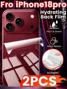 Anti-Fingerprint Anti-Stain, Compatible With Apple Phone Back Film 18ProMax Hydrogel Soft Film 18Pro New Back Film Back Cover Protection Ultra Anti-Drop Tempered Back Shell Back Sticker, 2pcs Hydrogel Back Film, Full Screen Coverage, Full Screen Wrapping Protection Upgrade, Auto-Recovery, No Need To Worry About Scratches, High Definition Transparent - Clear - View 12