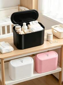 1/2pcs Minimalist Flip-Top Storage Box, Baby Supplies Desktop Organizer, Bedroom Dust-Proof Storage, Multi-Functional Storage Organizer - Multicolor - View 1