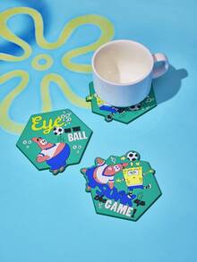 SpongeBob SquarePants | Joivida 1 Pc Drink Coaster Set, Cute Cartoon Print, PVC Material, Protects Table Surface, Waterproof Easy Wipe, Table Surface Guard, For Party Hosts, Great Entertaining Item - Green - View 4