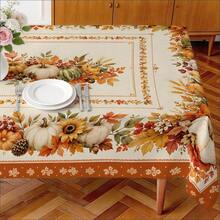 1pc Autumn Pumpkin Harvest Tablecloth, Thanksgiving Pumpkin Sunflower Berry Wheat Ear Print Pattern, Polyester Material Single-Sided Print, Suitable For Tabletop, Washable And Reusable, Suitable For Indoor, Outdoor, Patio, Wedding, Banquet, Party, Outdoor Dining, Suitable For Craft Exhibition, Banquet Event Decoration - Multicolor - View 8