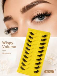 10 Pairs Half Lashes Natural Volume Simulated Fluffy Grafted Eyelashes For Daily Commuting, Portable, Lightweight, Non-Irritating, And Reusable - View 5