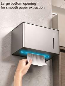 1pc Multifunctional Carbon Steel Fashion Facial Tissue Box, Minimalist No-Drill Wall-Mounted Storage Rack With Shelf, Easy Installation Rust-Proof, 3 Colors Available, Perfect For Small Bathroom And Kitchen Storage, Enhancing Home Decor Style - Multicolor - View 12