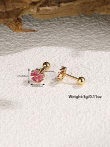 2pcs Fashionable And Lovely Flower & Cubic Zirconia Ear Studs For Women's Pierced Ears Valentines,Mom,Mother,Mother's Day,Gift - Multicolor - View 4
