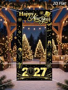 1件 2027新年主題黑金拍照背景布，新年快樂派對背景裝飾，新年倒數背景，新年橫幅，新年拍照背景，新年拍照道具，新年派對用品，新年派對裝飾，新年快樂，新年裝飾，新年裝飾，新年禮物，居家新年裝飾，新年，拍照道具，2027新年，新年禮物，冬季 - 新年元旦 - 查看 5
