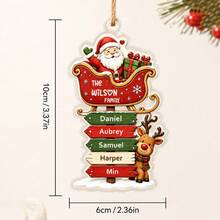 Custom Santa Sleigh Family Name Ornament, Personalized 2-6 Names Christmas Tree Decor, Festive Reindeer Signpost Style, Customized Wall Hanging, Customizable Text Family Keepsake, Holiday Home Decor, Christmas Gift 2026, Christmas Decorations - Style a - View 2