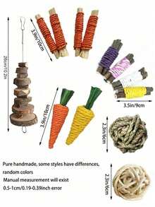 Happy Little Pet Rabbit Small Animal Chew Toy Grinding Toy, Small Pet Toy, 3pcs/6pcs/8pcs/13pcs Small Animal Grinding Gift - Multicolor - View 9