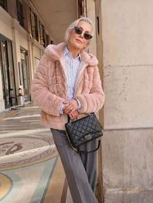 Women's Faux Fur Hooded Pocket Jacket - Perfect Choice For Autumn/Winter - Pink - View 8