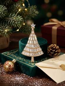 Luxury Rhinestone Christmas Tree Brooch - Women's Unisex Holiday Brooch Casual Party Accessory / Friend Gift Badge Decoration - Christmas Tree - View 19