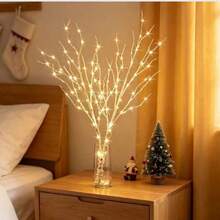 1pc Lighting White Birch Tree Branch Decorative Lamp,Battery-Powered,Suitable For Indoor Christmas,Romantic Weddings And Fashionable Home Decoration.Without Battery,Festive Lighting,Wedding Decor,Modern Lamp,Durable Construction,Decorative Light - Multicolor - View 9