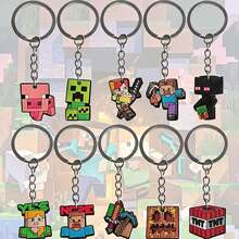100pcs/Random 1pc Pixel Battle Pixel Grid Theme Birthday Party Gift Soft Rubber Keychain, Character Keychain, Suitable For Backpack Decoration, Car Pendant, Backpack Charm, Perfect Gift For Birthday, Holiday, Halloween, Christmas, Anniversary Party - Multicolor - View 2