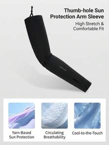 XIONGMAO UV Protection Arm Sleeves, Breathable Quick-Dry Elastic Cycling Sleeves With Thumb Hole, Sun Protection Sports Sleeves - Black - View 4