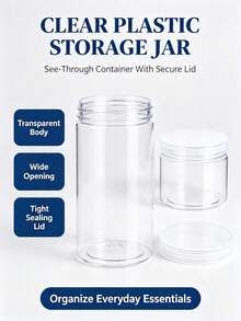 10pcs Transparent Plastic Jars With Lids, Suitable For Storing Slime, DIY Crafts And Jewelry. Featuring A Transparent Round Design For Easy Observation Of Contents, Leak-Proof Sealed Lids, Lightweight And Reusable Material. Perfect For Home Storage, Travel And Small Accessory Organization. - White - View 6