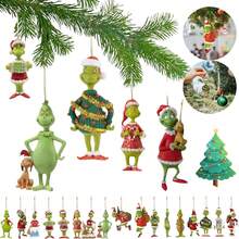 Panini 4-19pcs Creative Green Elf Christmas Hanging Ornaments, 2D Acrylic Flat Hanging Decorations, Classic Christmas Holiday Image, Suitable For Christmas Tree, Car Rearview Mirror, Window Display, Party Scene Decoration, Strong Holiday Atmosphere - View 12