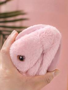 Children's Autumn/Winter Cartoon Rabbit Warm Plush Slippers, Soft Indoor Rabbit Slippers For Boys And Girls - Pink - View 6