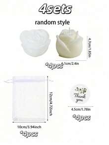 1/6/12sets-Rose Scented Candle Gift Box Set, Includes Organza Bags And Thank You Cards, Rose Shaped Scented Candles, Suitable For Baby Shower Party Gifts, Gender Reveal Party Gifts, Baby Shower Party Gifts, Baby Boy/Girl Party Theme Gift Sets, Children's Birthday Gifts, Guest Favors, Ideal Choice For Party Supplies And Decorations - Multicolor - View 8